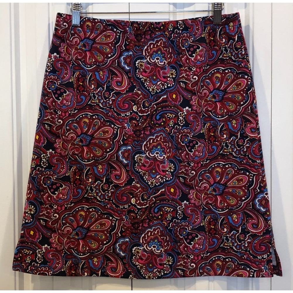 Talbotts Women's M/8 Paisley Skirt A-Line Knee Length Boho Floral Retro Colorful